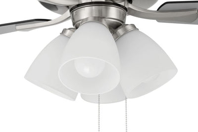 ##Antique Hardware## 52" Eos Frost 4 Light in Brushed Polished Nickel w/ Brushed Nickel/Greywood Blades