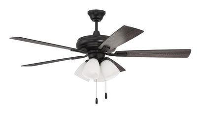 ##Antique Hardware## 52" Eos Frost 4 Light in Flat Black w/ Flat Black/Greywood Blades