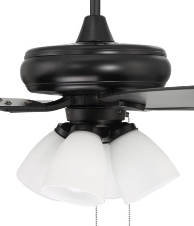 ##Antique Hardware## 52" Eos Frost 4 Light in Flat Black w/ Flat Black/Greywood Blades