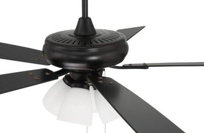 ##Antique Hardware## 52" Eos Frost 4 Light in Flat Black w/ Flat Black/Greywood Blades