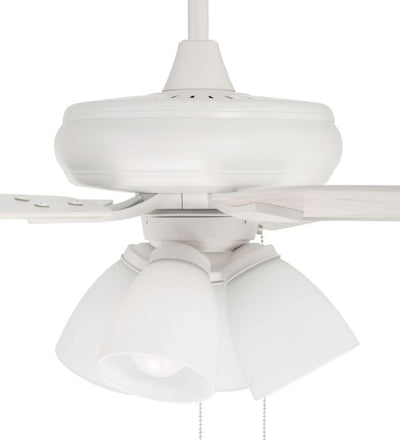 ##Antique Hardware## 52" Eos Frost 4 Light in White w/ White/Washed Oak Blades