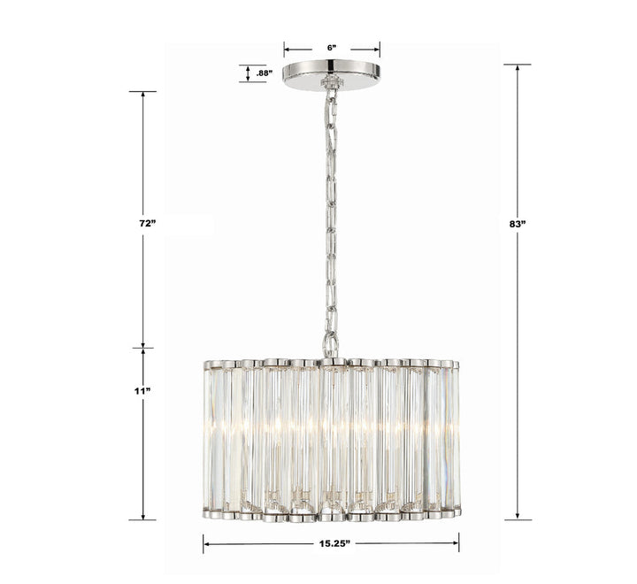 ##Antique Hardware## Libby Langdon Elliot 4 Light Polished Nickel Mini Chandelier