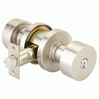 ##Antique Hardware## Solid Brass Key In Round Door Knob Set With Disk Rosette