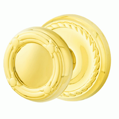 ##Antique Hardware## Solid Brass Ribbon & Reed Door Knob Set With Rope Rosette
