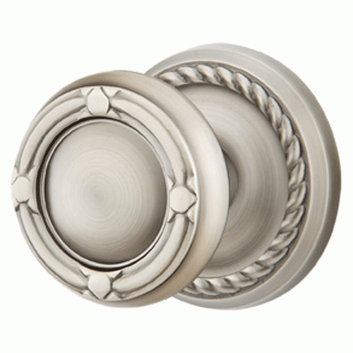 ##Antique Hardware## Solid Brass Ribbon & Reed Door Knob Set With Rope Rosette