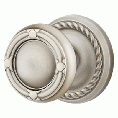 ##Antique Hardware## Solid Brass Ribbon & Reed Door Knob Set With Rope Rosette