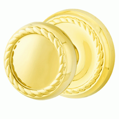 ##Antique Hardware## Solid Brass Rope Door Knob Set With Rope Rosette (Several Finish Options)