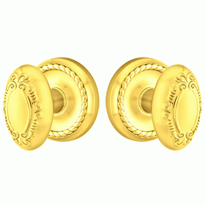##Antique Hardware## Solid Brass Victoria Door Knob Set With Rope Rosette (Several Finish Options)