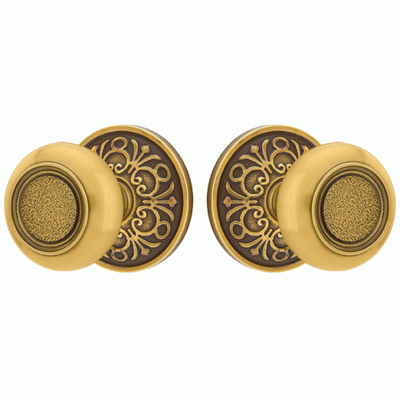 ##Antique Hardware## Solid Brass Belmont Door Knob Set With Lancaster Rosette (Several Finish Options)