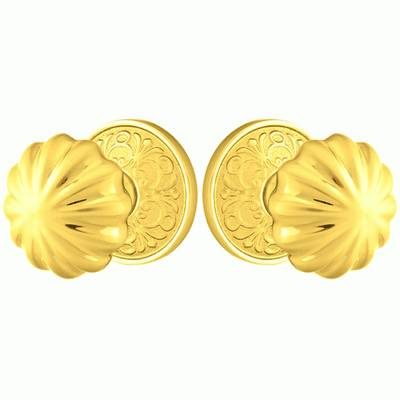 ##Antique Hardware## Solid Brass Melon Door Knob Set With Lancaster Rosette (Several Finish Options)