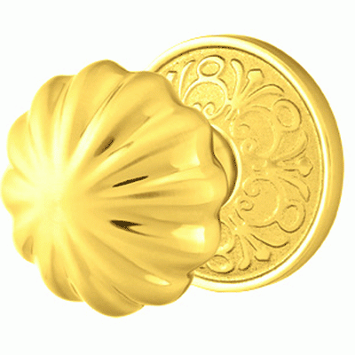 ##Antique Hardware## Solid Brass Melon Door Knob Set With Lancaster Rosette (Several Finish Options)