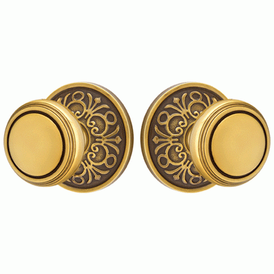 ##Antique Hardware## Solid Brass Norwich Door Knob Set With Lancaster Rosette (Several Finish Options)