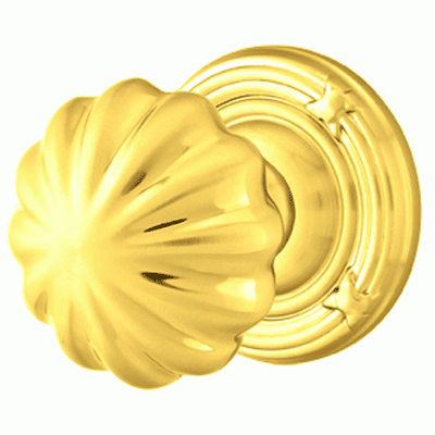 ##Antique Hardware## Solid Brass Melon Door Knob Set With Ribbon & Reed Rosette (Several Finish Options)