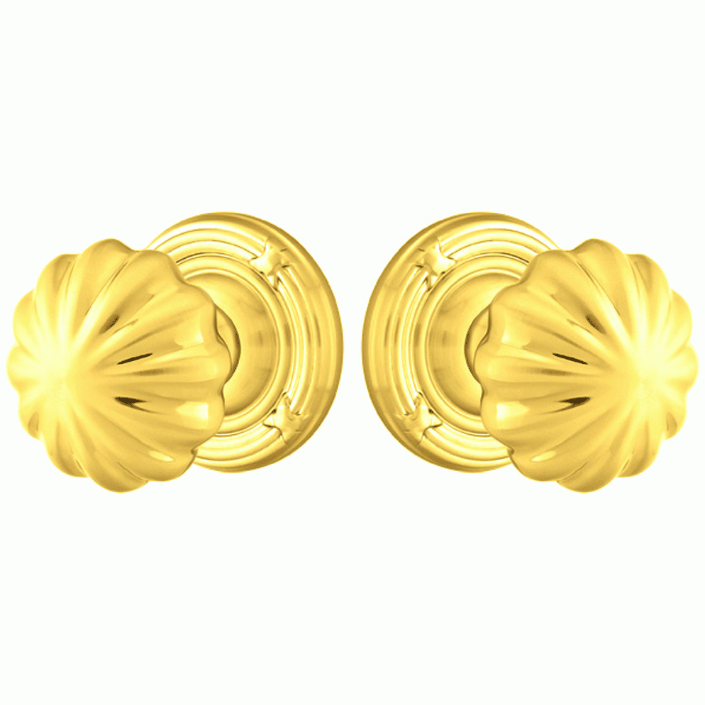 ##Antique Hardware## Solid Brass Melon Door Knob Set With Ribbon & Reed Rosette (Several Finish Options)