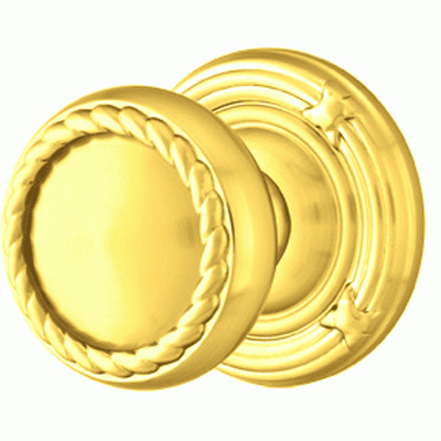 ##Antique Hardware## Solid Brass Rope Door Knob Set With Ribbon & Reed Rosette (Several Finish Options)