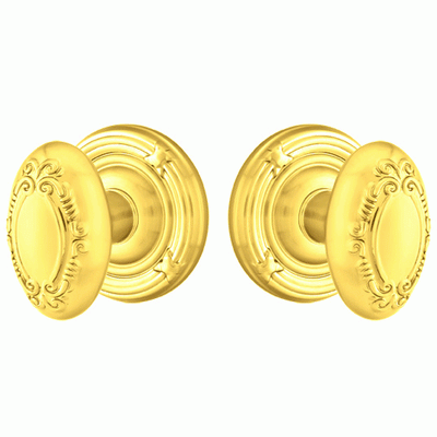 ##Antique Hardware## Solid Brass Victoria Door Knob Set With Ribbon & Reed Rosette (Several Finish Options)