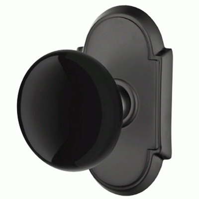 ##Antique Hardware## Black Porcelain Ebony Door Knob Set With # 8 Rosette (Several Finish Options)