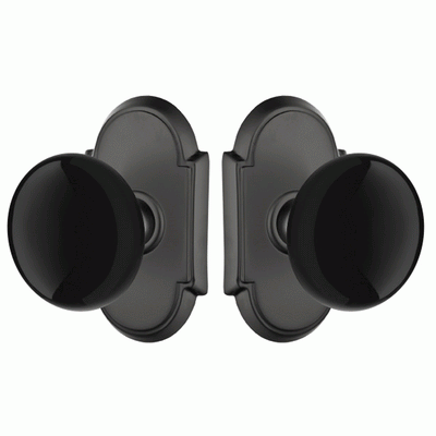 ##Antique Hardware## Black Porcelain Ebony Door Knob Set With # 8 Rosette (Several Finish Options)