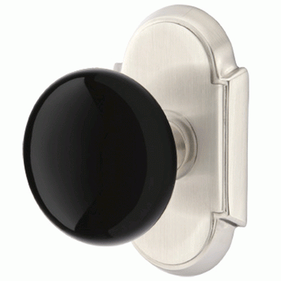 ##Antique Hardware## Black Porcelain Ebony Door Knob Set With # 8 Rosette (Several Finish Options)
