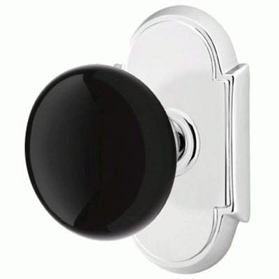 ##Antique Hardware## Black Porcelain Ebony Door Knob Set With # 8 Rosette (Several Finish Options)