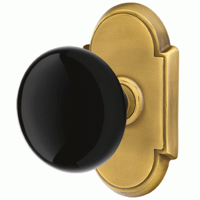 ##Antique Hardware## Black Porcelain Ebony Door Knob Set With # 8 Rosette (Several Finish Options)
