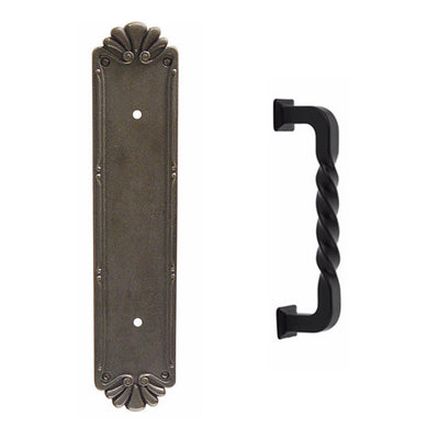 Antique Hardware 14 Inch Tuscany Bronze Petal Twist Pull Door Set FLUSH-PULL-POCKET DOOR