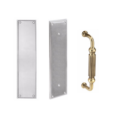 Antique Hardware 12 Inch Solid Brass Knoxville Push & Pull Door Set FLUSH-PULL-POCKET DOOR