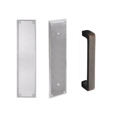 Antique Hardware 12 Inch Solid Brass Knoxville Arts & Crafts Push & Pull Door Set FLUSH-PULL-POCKET DOOR