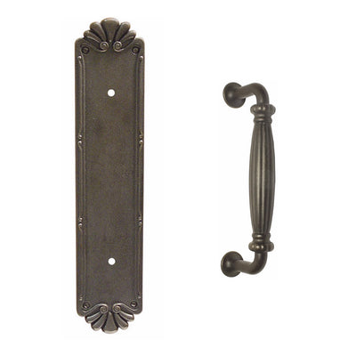 Antique Hardware 14 Inch Tuscany Bronze Petal Palermo Pull Door Set FLUSH-PULL-POCKET DOOR