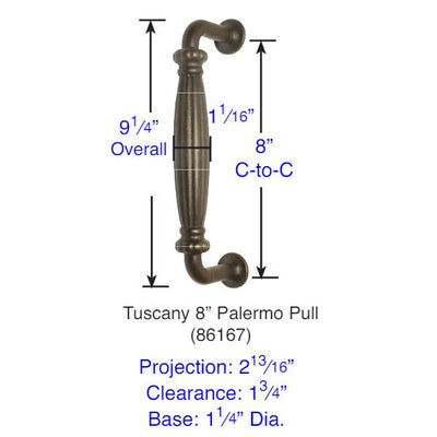 Antique Hardware 9 1/4 Inch Tuscany Bronze Palermo Pull FLUSH-PULL-POCKET DOOR