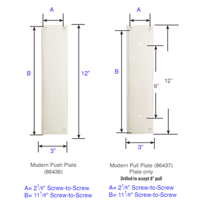 ##Antique Hardware## 12 Inch Solid Brass Modern Hercules Smooth Pull Plate Set