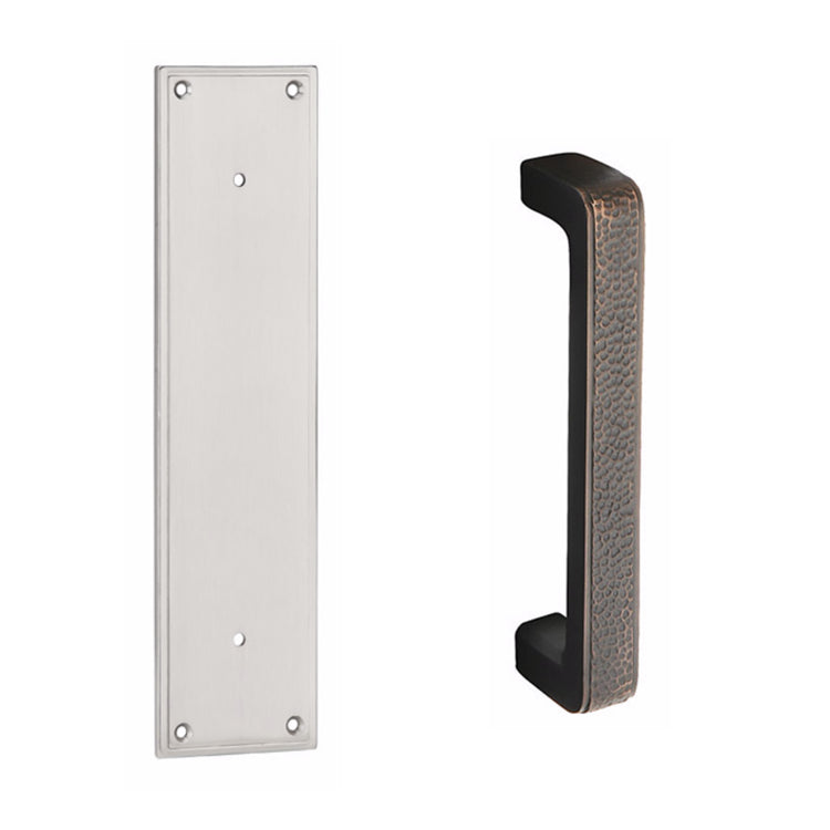 Antique Hardware 12 Inch Solid Brass Modern Arts & Crafts Pull Plate Set FLUSH-PULL-POCKET DOOR