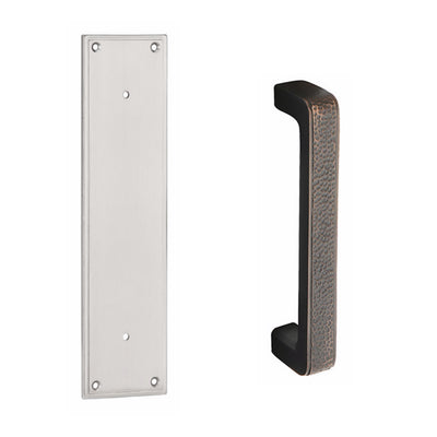 Antique Hardware 12 Inch Solid Brass Modern Arts & Crafts Pull Plate Set FLUSH-PULL-POCKET DOOR