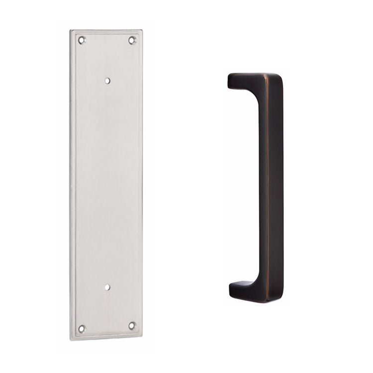 Antique Hardware 12 Inch Solid Brass Modern Baden Pull Plate Set FLUSH-PULL-POCKET DOOR