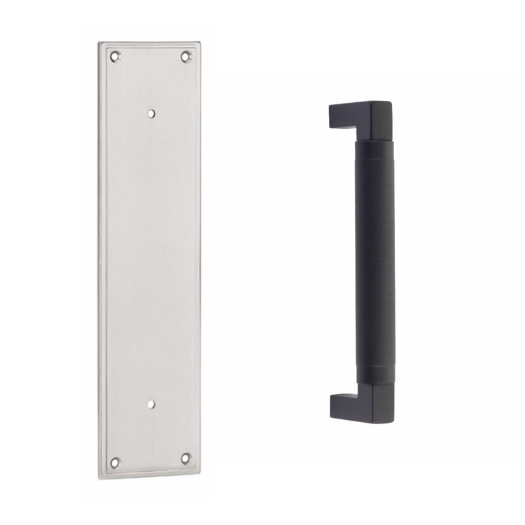 Antique Hardware 12 Inch Solid Brass Modern Hercules Knurled Pull Plate Set FLUSH-PULL-POCKET DOOR