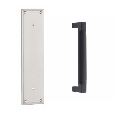 Antique Hardware 12 Inch Solid Brass Modern Hercules Knurled Pull Plate Set FLUSH-PULL-POCKET DOOR