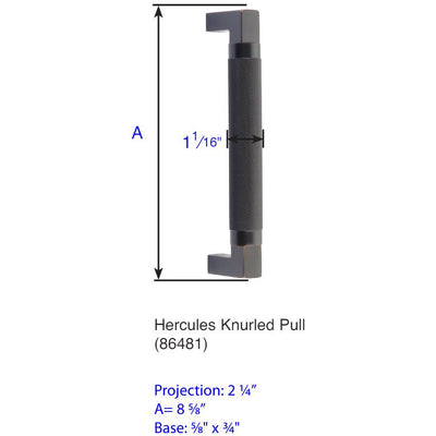 Antique Hardware 8 5/8 Inch Solid Brass Hercules Knurled Pull Cabinet Knobs & Handles