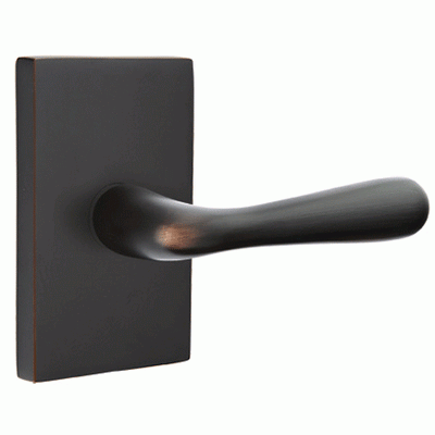 ##Antique Hardware## Emtek Solid Brass Basal Lever With Modern Rectangular Rosette (Several Finish Options)