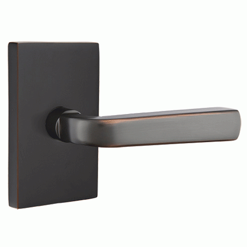 ##Antique Hardware## Brass Modern Hardware - Double Dummy Sion Door Lever With Modern Rectangular Rosette in Satin Brass - 5052SIOUS4 - Emtek Hardware