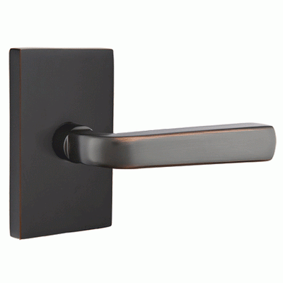 ##Antique Hardware## Brass Modern Hardware - Double Dummy Sion Door Lever With Modern Rectangular Rosette in Satin Brass - 5052SIOUS4 - Emtek Hardware