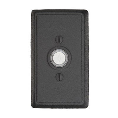 Antique Hardware 4 3/8 Inch Wrought Steel Doorbell Button with Rectangular Rosette Door Bells & Chimes