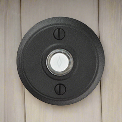 Antique Hardware 2 5/8 Inch Wrought Steel Doorbell Button with Disk Rosette Door Bells & Chimes