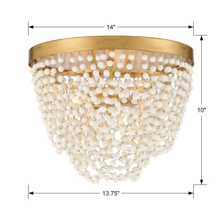 ##Antique Hardware## Fiona 3 Light Antique Gold Flush Mount