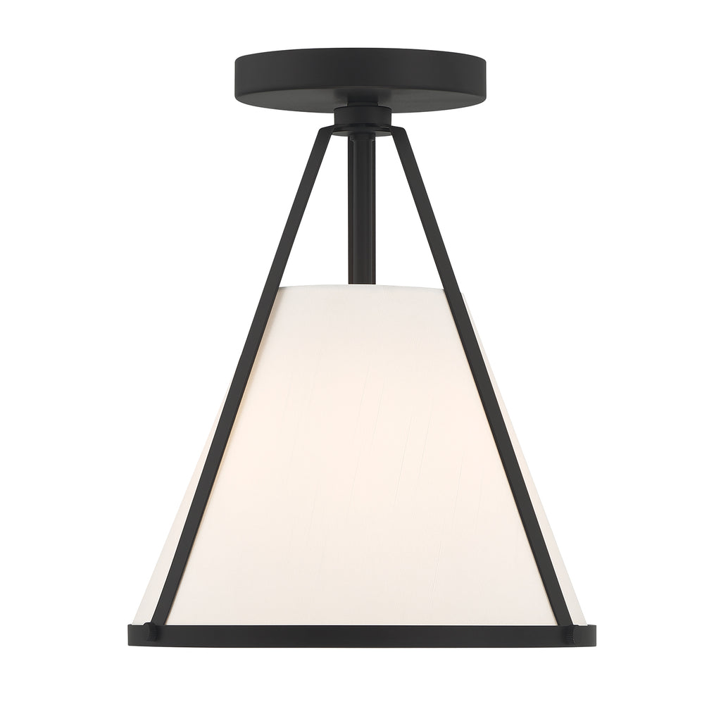 ##Antique Hardware## Fulton 1 Light Black Semi Flush Mount