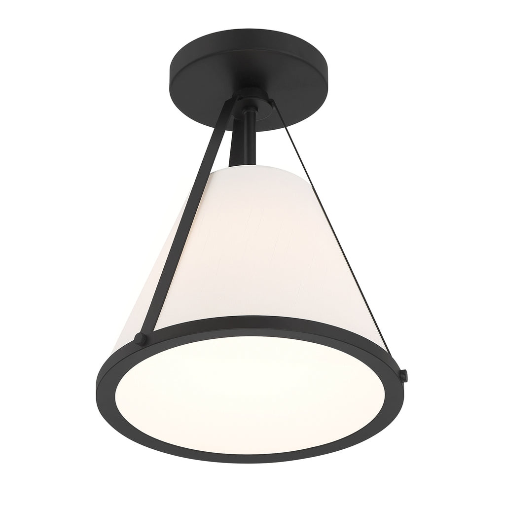 ##Antique Hardware## Fulton 1 Light Black Semi Flush Mount