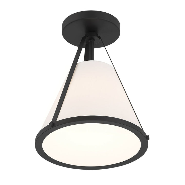 ##Antique Hardware## Fulton 1 Light Black Semi Flush Mount
