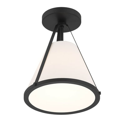 ##Antique Hardware## Fulton 1 Light Black Semi Flush Mount