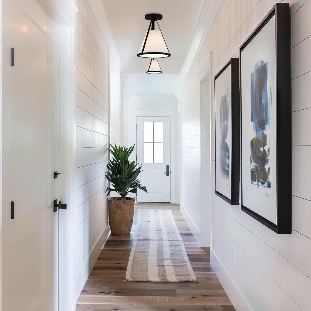 ##Antique Hardware## Fulton 1 Light Black Semi Flush Mount