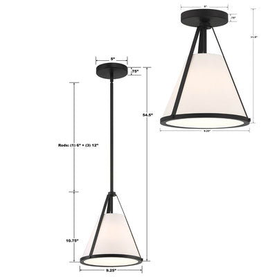 ##Antique Hardware## Fulton 1 Light Black Semi Flush Mount
