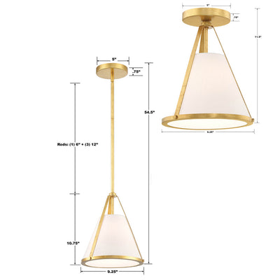 ##Antique Hardware## Fulton 1 Light Antique Gold Semi Flush Mount